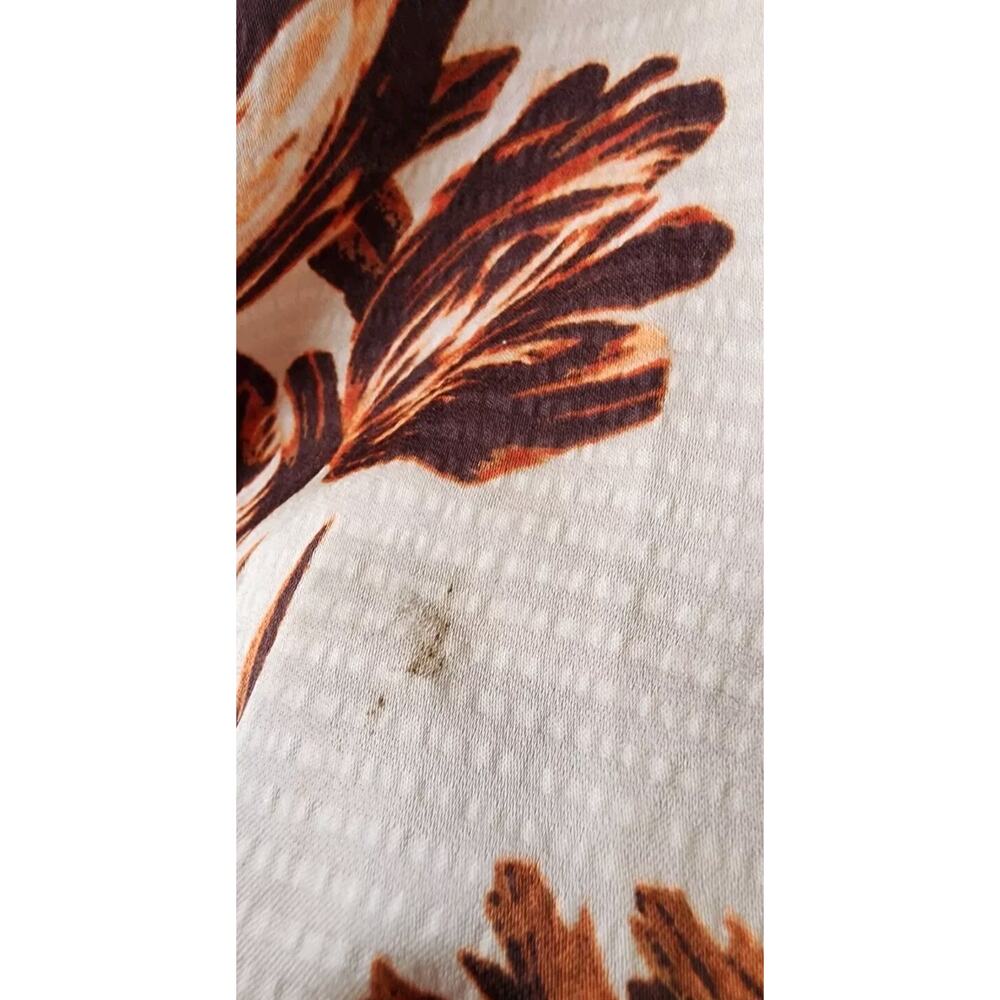 H&M Short Floral Fall Colors Red and Brown Shift Dress Long Sleeve Button Down - Picture 5 of 14